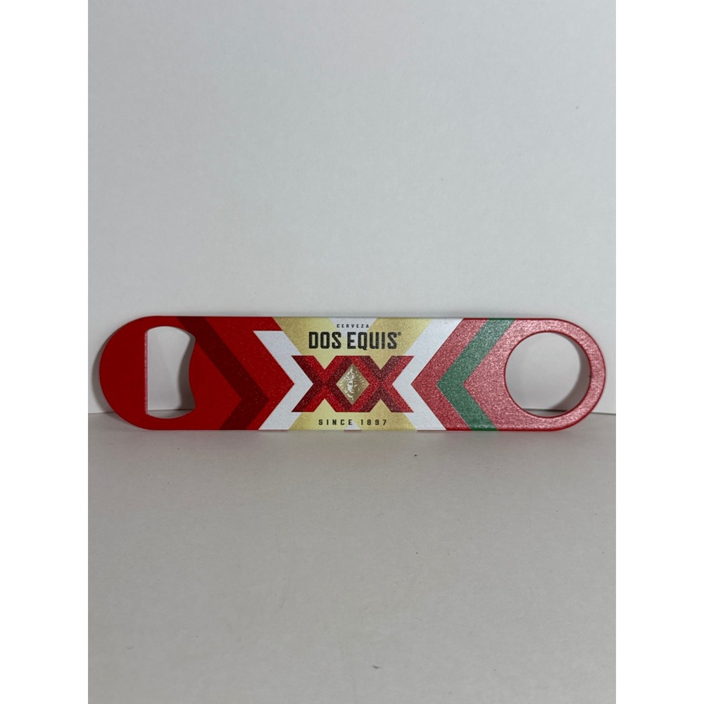 Dos Equis Cerveza Metal Flat Bar Bottle Opener Red Green Gold Speed Opener 7in